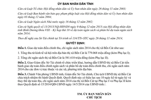 Quyết định 47/2014/QĐ-UBND giao dự toán điều chỉnh thu chi ngân sách 2014 thị xã Bến Cát Bình Dương