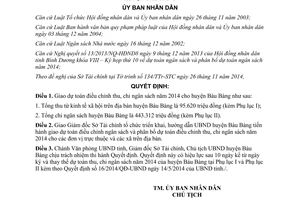 Quyết định 48/2014/QĐ-UBND giao dự toán điều chỉnh thu chi ngân sách 2014 Bình Dương
