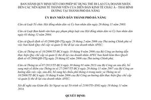 Quyết định 44/2014/QĐ-UBND sử dụng thẻ đi lại của doanh nhân đến thành viên APEC tỉnh Đà Nẵng