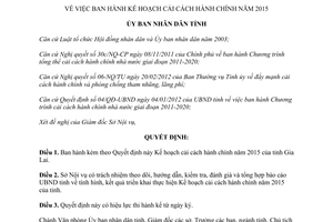 Quyết định 709/QĐ-UBND 2014 Kế hoạch cải cách hành chính 2015 Gia Lai