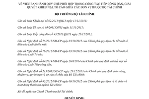 Quyết định 3127/QĐ-BTC 2014 Quy chế phối hợp tiếp công dân giải quyết khiếu nại tố cáo giữa các đơn vị Bộ Tài chính