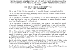 Nghị quyết 19/2014/NQ-HĐND bổ sung 22/2010/NQ-HĐND chính sách người hoạt động không chuyên trách Bến Tre