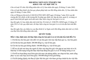 Nghị quyết 21/2014/NQ-HĐND mức chi công tác hoà giải ở cơ sở Bến Tre