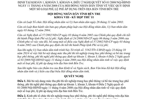 Nghị quyết 24/2014/NQ-HĐND bãi bỏ mức phí thi tốt nghiệp phổ thông bổ túc phổ thông phí thi nghề phổ thông Bến Tre