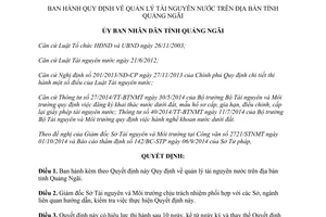 Quyết định 59/2014/QĐ-UBND quản lý tài nguyên nước Quảng Ngãi