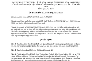 Quyết định 3553/QĐ-UBND quản lý nguồn thu phí sử dụng bến bãi khu vực cửa khẩu Quảng Bình 2014