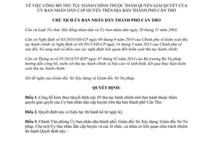 Quyết định 3651/QĐ-UBND năm 2014 thủ tục hành chính Ủy ban nhân dân huyện thành phố Cần Thơ