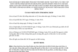 Quyết định 30/2014/QĐ-UBND diện tích tối thiểu tách thửa cấp giấy chứng nhận quyền sử dụng đất sở hữu nhà ở Đồng Tháp