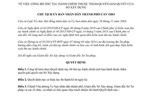 Quyết định 3650/QĐ-UBND năm 2014 thủ tục hành chính thuộc thẩm quyền giải quyết Sở Xây dựng thành phố Cần Thơ