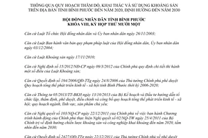 Nghị quyết 23/2014/NQ-HĐND thăm dò khai thác khoáng sản Bình Phước đến 2020 định hướng 2030