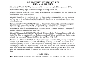 Nghị quyết 20/2014/NQ-HĐND dự toán thu chi ngân sách địa phương phân bổ ngân sách 2015 Kon Tum