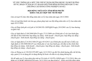 Nghị quyết 21/2014/NQ-HĐND phí sử dụng đường bộ BOT Bình Phước