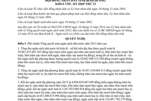 Nghị quyết 28/2014/NQ-HĐND8 tổng quyết toán ngân sách nhà nước 2013 Bình Dương