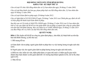 Nghị quyết 35/2014/NQ-HĐND giám định pháp y tâm thần kỹ thuật hình sự Bình Dương