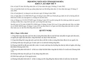 Nghị quyết 13/2014/NQ-HĐND thẩm quyền cho thuê khai thác công trình nước sạch nông thôn Khánh Hòa