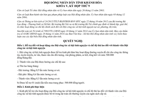 Nghị quyết 15/2014/NQ-HĐND kinh phí hỗ trợ Đội công tác xã hội tình nguyện xã phường thị trấn Khánh Hòa