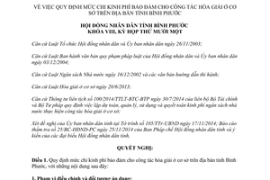 Nghị quyết 15/2014/NQ-HĐND mức chi kinh phí bảo đảm cho công tác hòa giải ở cơ sở Bình Phước