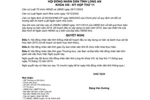 Nghị quyết 160/2014/NQ-HĐND kế hoạch đầu tư xây dựng cơ bản danh mục xã hội hóa 2015 Long An