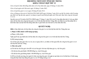 Nghị quyết 29/2014/NQ-HĐND mức chi bảo đảm cho công tác hòa giải ở cơ sở Sóc Trăng