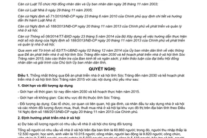 Nghị quyết 30/2014/NQ-HĐND Đề án kế hoạch phát triển nhà ở xã hội tỉnh Sóc Trăng 2015