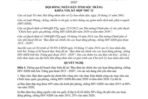 Nghị quyết 27/2014/NQ-HĐND Bảo đảm tài chính hoạt động phòng chống HIV/AIDS Sóc Trăng 2015 2020