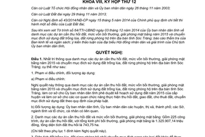 Nghị quyết 32/2014/NQ-HĐND danh mục dự án thu hồi đất bồi thường giải phóng mặt bằng 2015 Sóc Trăng