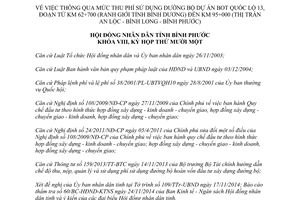 Nghị quyết số 20/2014/NQ-HĐND mức thu phí sử dụng đường bộ dự án BOT đường Quốc lộ 13 Bình Phước