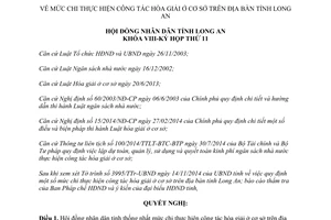 Nghị quyết 156/2014/NQ-HĐND mức chi công tác hòa giải ở cơ sở tỉnh Long An