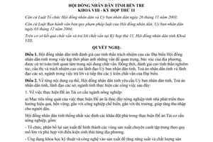 Nghị quyết 27/2014/NQ-HĐND chất vấn và trả lời chất vấn Kỳ họp thứ 11 Khoá VIII Hội đồng nhân dân tỉnh Bến Tre