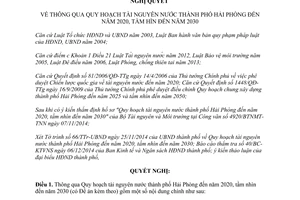 Nghị quyết 33/2014/NQ-HĐND Quy hoạch tài nguyên nước đến 2020 2030 Hải Phòng
