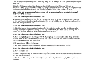 Thông tư 19/2014/TT-BXD sửa đổi 20/2010/TT-BXD hướng dẫn thí điểm xây dựng công bố chỉ số đánh giá bất động sản