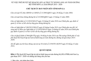 Quyết định 3370/QĐ-UBND 2014 Kế hoạch lập lại trật tự hành lang an toàn đường bộ Sơn La 2015 2020