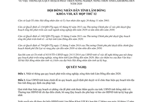 Nghị quyết 126/NQ-HĐND 2014 quy hoạch phát triển nông nghiệp nông thôn 2020 Lâm Đồng