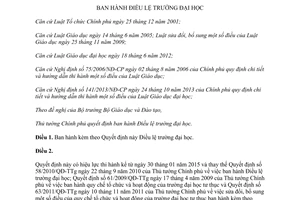 Quyết định 70/2014/QĐ-TTg Điều lệ trường đại học