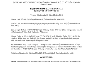 Nghị quyết 19/2014/NQ-HĐND mức chi thực hiện công tác hòa giải cơ sở Cà Mau