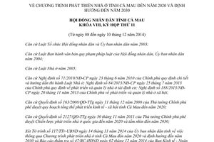 Nghị quyết 17/2014/NQ-HĐND Chương trình phát triển nhà ở Cà Mau đến 2020 định hướng 2030