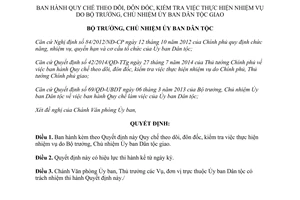 Quyết định 533/QĐ-UBDT 2014 Quy chế theo dõi đôn đốc kiểm tra thực hiện nhiệm vụ Ủy ban dân tộc