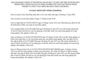 Quyết định 67/2014/QĐ-UBND mức hỗ trợ Quy trình thực hành sản xuất nông nghiệp tốt VietGAP Lâm Đồng