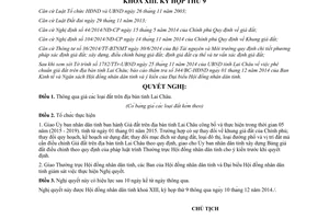 Nghị quyết số 112/2014/NQ-HĐND thông qua giá các loại đất trên địa bàn tỉnh Lai Châu