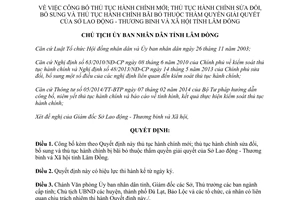 Quyết định 2693/QĐ-UBND năm 2014 thủ tục hành chính thuộc thẩm quyền Sở Lao động Thương binh Xã hội Lâm Đồng