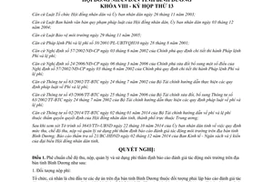 Nghị quyết 39/2014/NQ-HĐND8 thu nộp quản lý phí môi trường Bình Dương