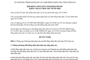 Nghị quyết 13/2014/NQ-HĐND Chương trình giám sát của Hội đồng nhân dân Bình Phước 2015