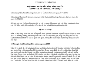 Nghị quyết 16/2014/NQ-HĐND nhiệm vụ năm 2015 Bình Phước