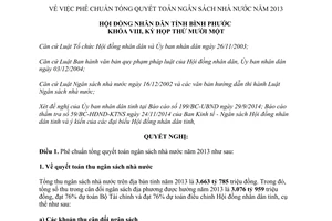 Nghị quyết 19/2014/NQ-HĐND phê chuẩn tổng quyết toán ngân sách nhà nước 2013 Bình Phước