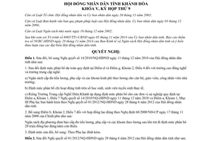 Nghị quyết 17/2014/NQ-HĐND sửa đổi 14/2010/NQ-HĐND 01/2012/NQ-HĐND ngân sách 2011 Khánh Hòa