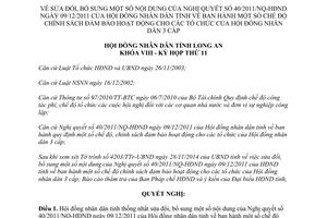 Nghị quyết 159/2014/NQ-HĐND sửa đổi Nghị quyết 40/2011/NQ-HĐND đảm bảo hoạt động cho tổ chức tỉnh Long An