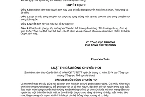 Quyết định 1646/QĐ-TCTDTT Luật thi đấu Bóng chuyền hơi 2014