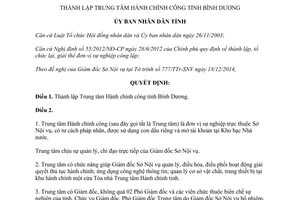 Quyết định 4288/QĐ-UBND thành lập Trung tâm Hành chính công tỉnh Bình Dương 2014