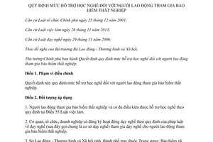 Quyết định 77/2014/QĐ-TTg mức hỗ trợ học nghề người lao động tham gia bảo hiểm thất nghiệp