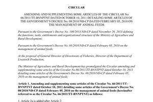 Circular No. 50/2014/TT-BNNPTNT amending No. 66/2011/TT - BNNPTNT detailing No. 08/2010/ND-CP